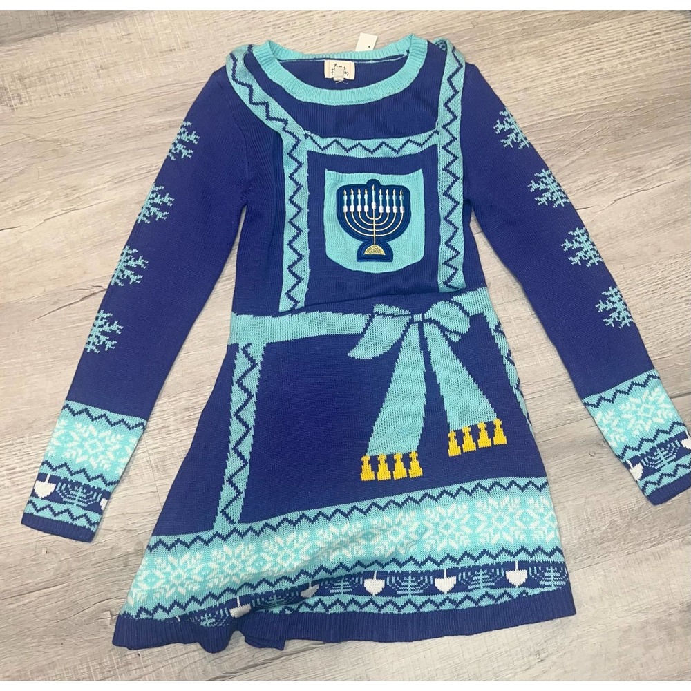 Born Famous Juniors Hanukkah Sweater Dress Size Small